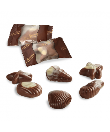 Bombones premium de chocolate con formas marinas