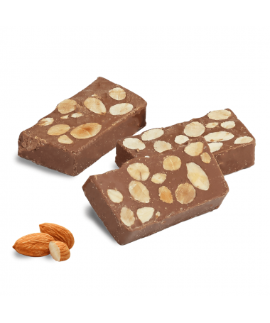 Portions of chocolate and almond nougats