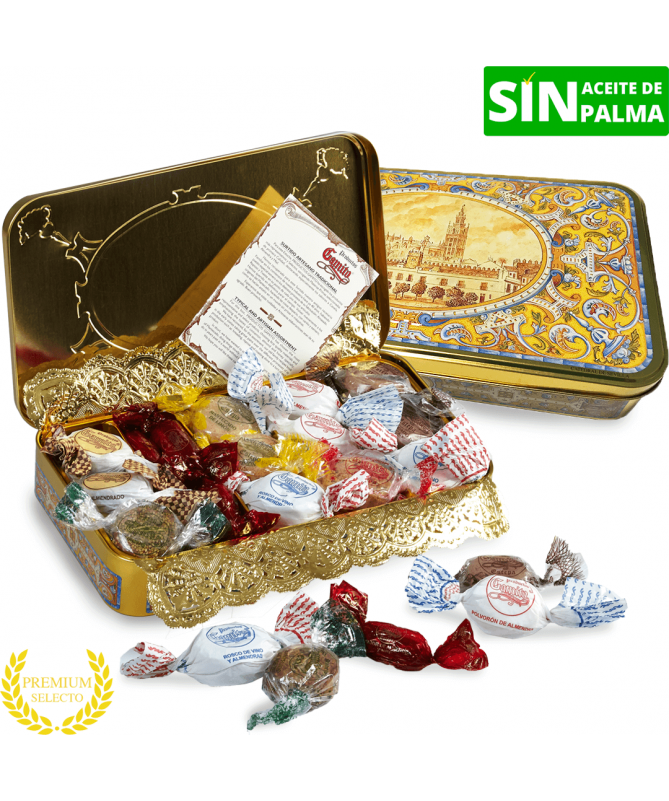 Premium tin with assorted Christmas sweets inside