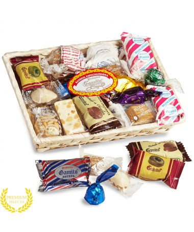Assorted sweets in a premium Christmas basket